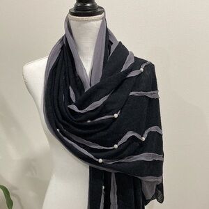 Black scarf embellished with pearls